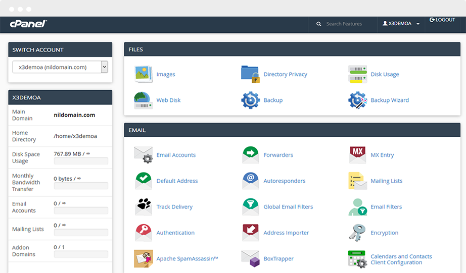 cPanel Dashboard